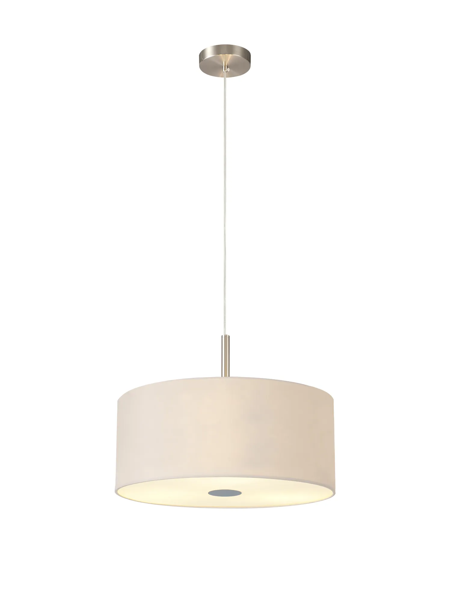 Baymont 40cm 3 Light Pendant Satin Nickel, Nude Beige/Moonlight, Frosted Diffuser DK0434  Deco Baymont SN NU